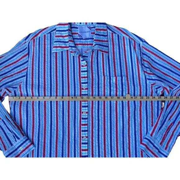 Addison Bay Naples Dress Americana Stripe Seersucker Shirt Coverup - Size XL - Picture 8 of 14